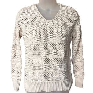Universal Threads Beige Open Knit Pullover Sweater Sz S Fisherman Neutral Beach